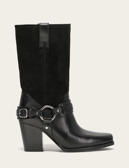 Black Boots Frye Women's Black Shiloh Harness Belted Boot