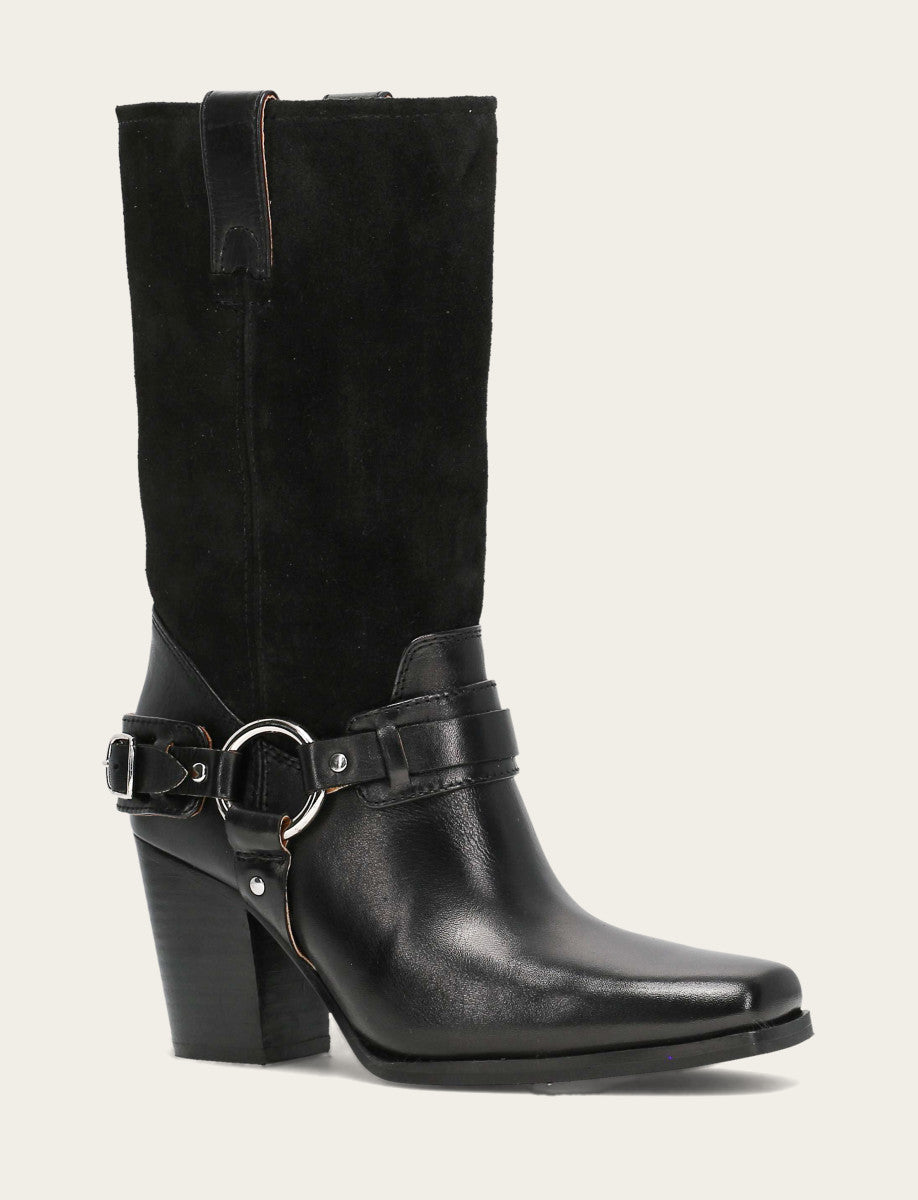 Black Boots Frye Women's Black Shiloh Harness Belted Boot