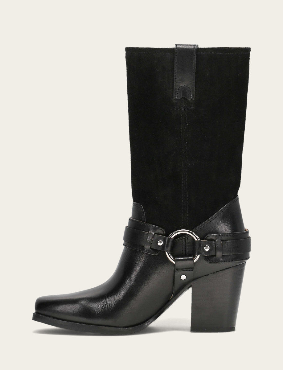 Black Boots Frye Women's Black Shiloh Harness Belted Boot