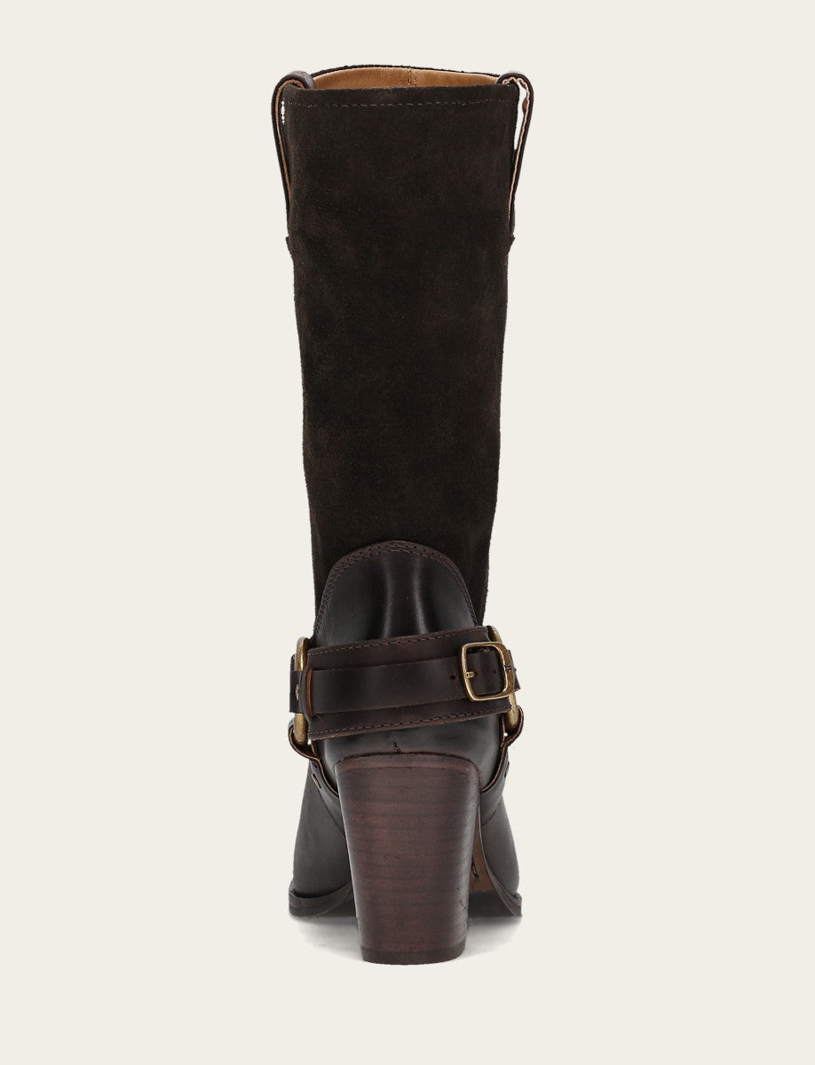 Dark Brown Boots Frye Women's Dark Brown Shiloh Harness Belted Boot