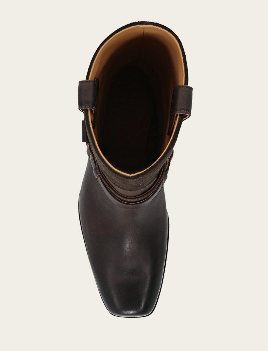 Dark Brown Boots Frye Women's Dark Brown Shiloh Harness Belted Boot