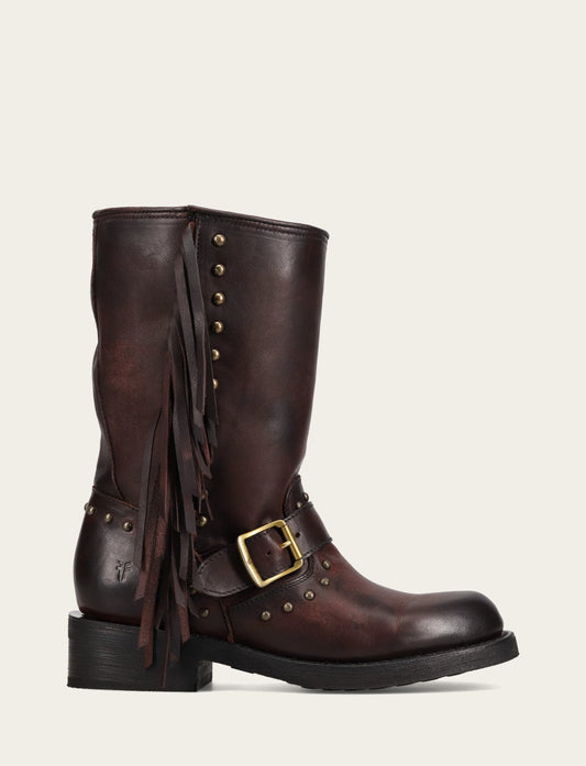 Cherry Lacquer Boots Frye Women's Cherry Lacquer Viv Fringe Engineer Boot