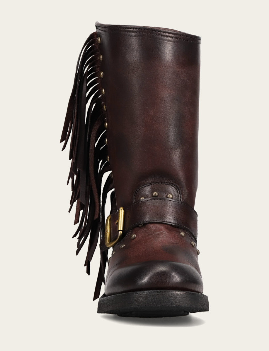 Cherry Lacquer Boots Frye Women's Cherry Lacquer Viv Fringe Engineer Boot