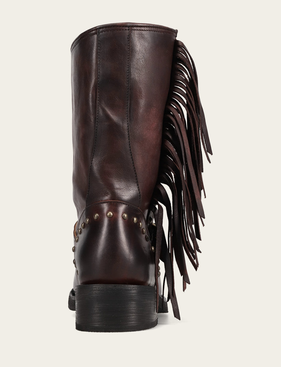 Cherry Lacquer Boots Frye Women's Cherry Lacquer Viv Fringe Engineer Boot