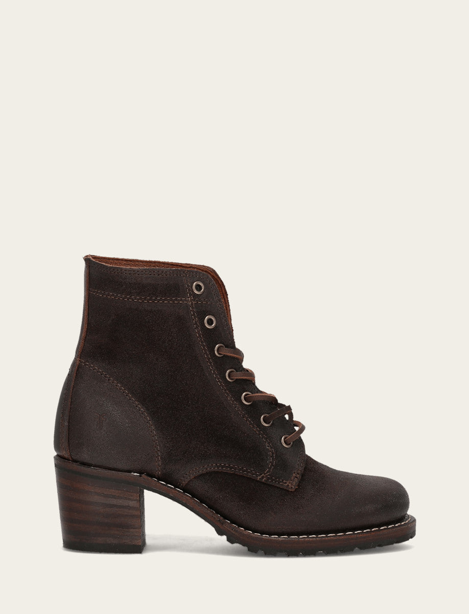 Dark Brown Boots Frye Women's Dark Brown Sabrina 6G Lace Up Boots