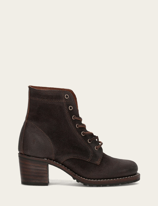 Dark Brown Boots Frye Women's Dark Brown Sabrina 6G Lace Up Boots