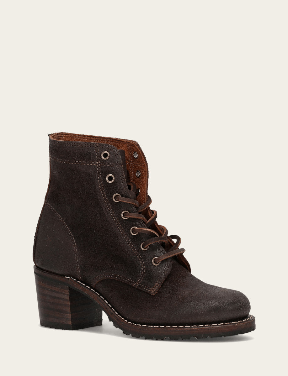 Dark Brown Boots Frye Women's Dark Brown Sabrina 6G Lace Up Boots