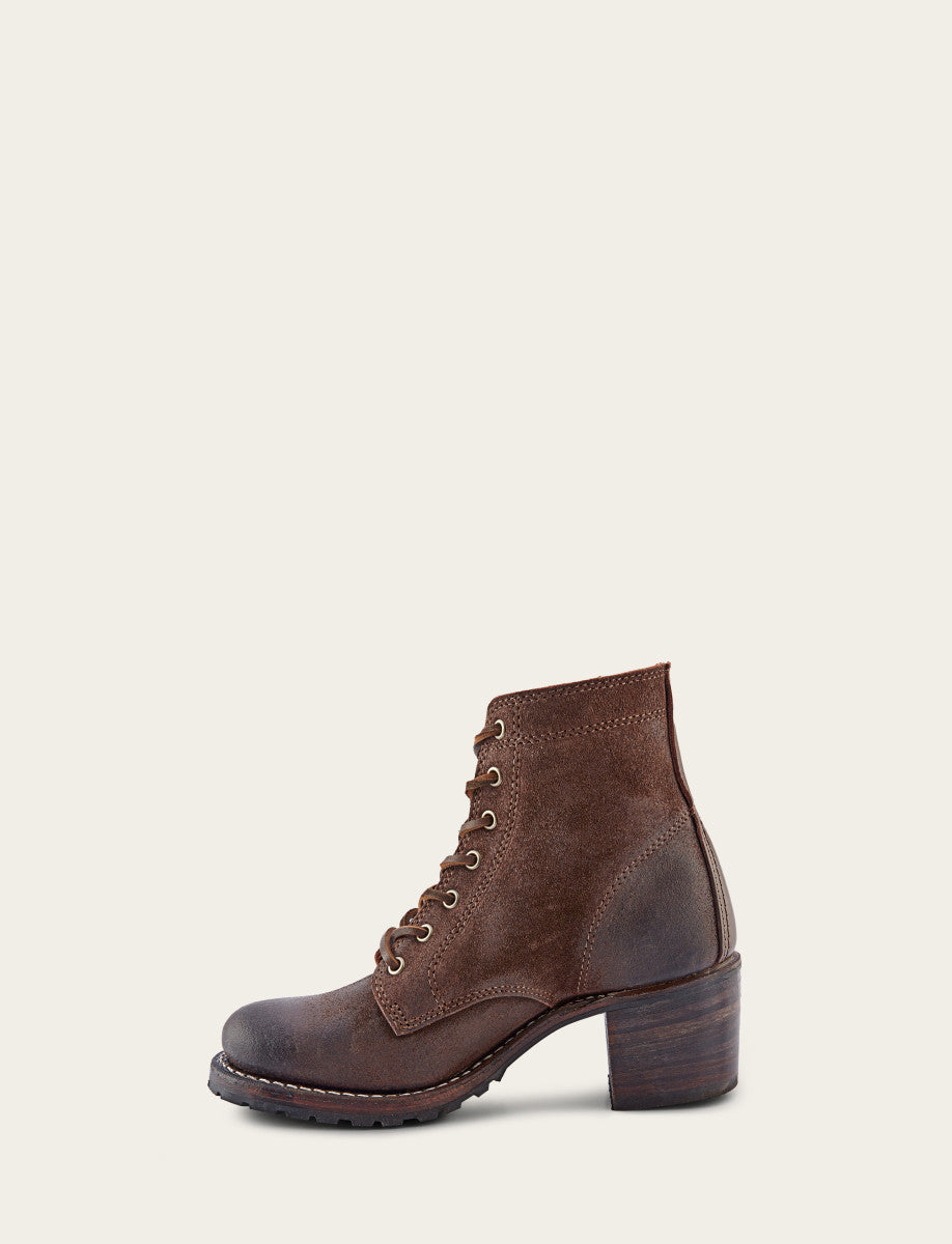 Dark Brown Boots Frye Women's Dark Brown Sabrina 6G Lace Up Boots