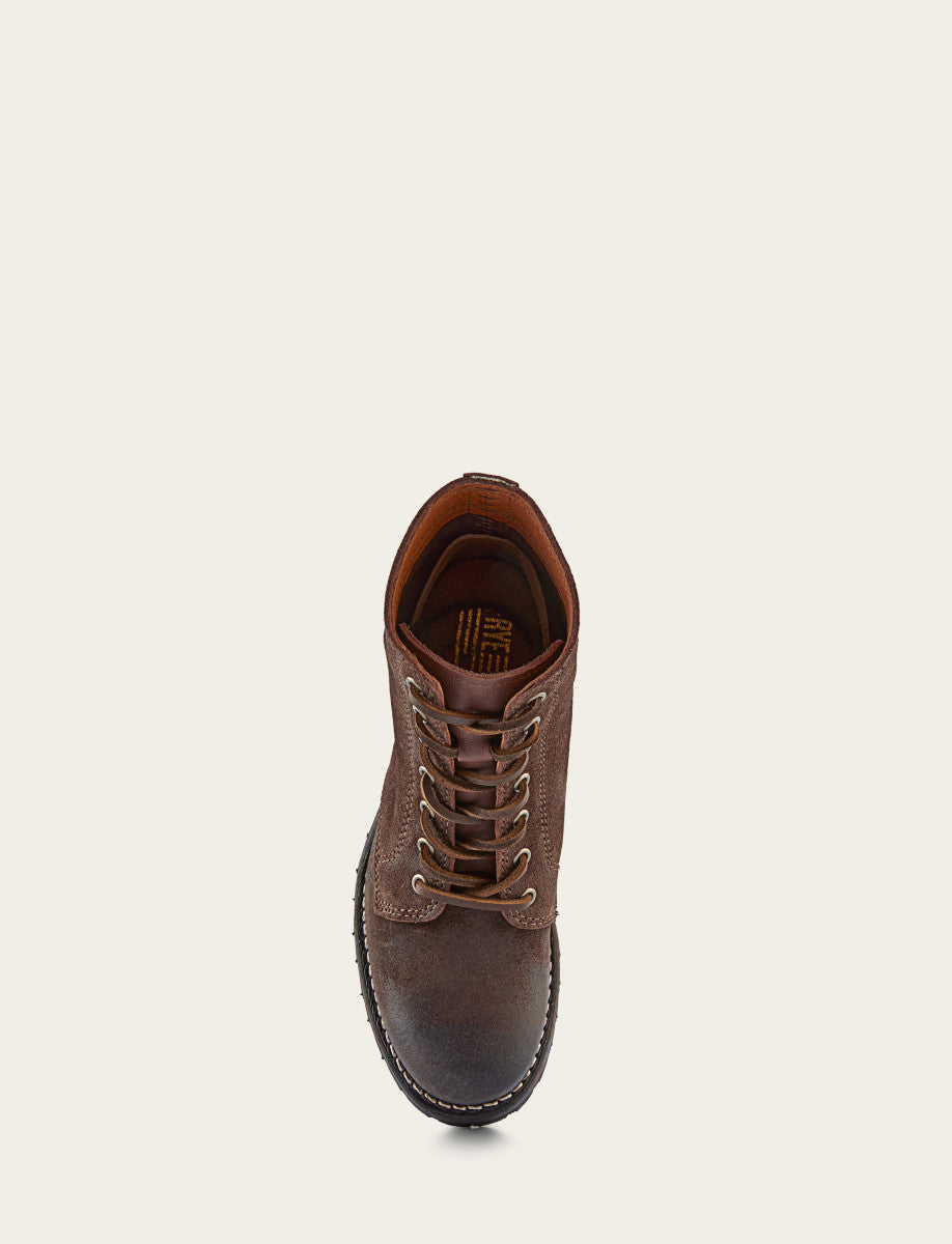 Dark Brown Boots Frye Women's Dark Brown Sabrina 6G Lace Up Boots