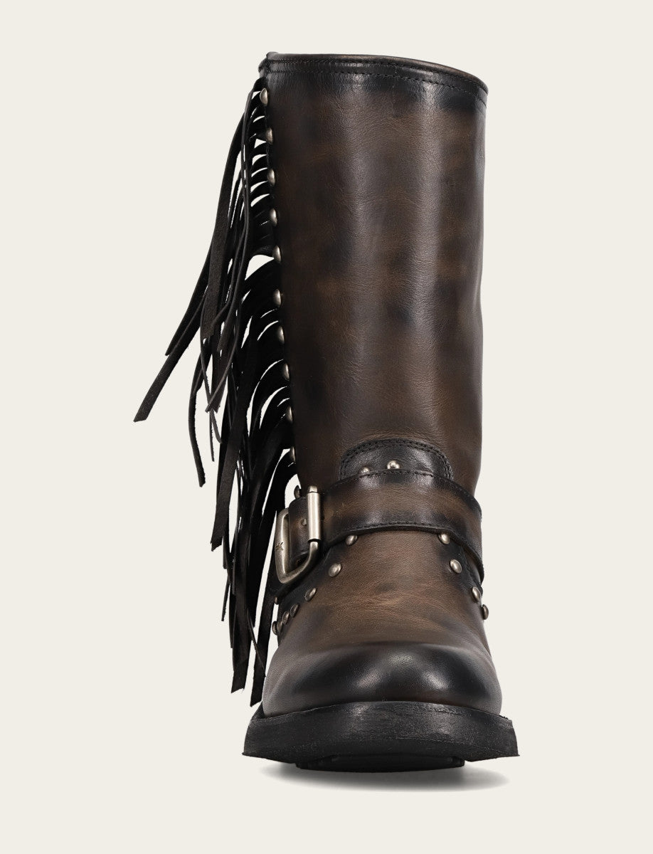 Black Boots Frye Women's Black Viv Fringe Engineer Boot