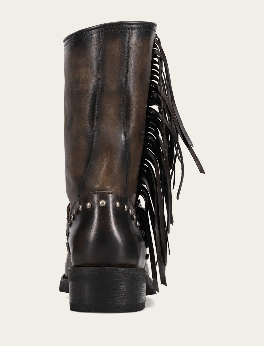 Black Boots Frye Women's Black Viv Fringe Engineer Boot