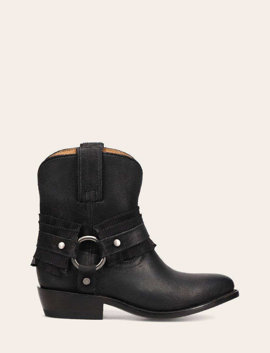Black Boots Frye Women's Black Billy Harness Ruffle Boots