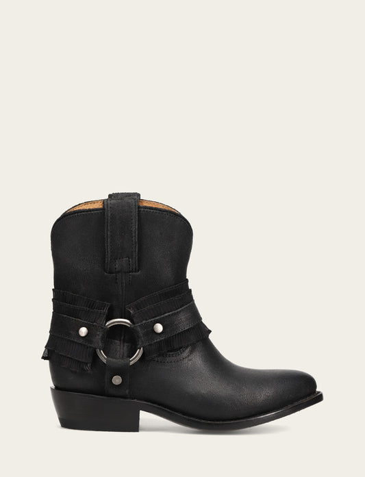 Black Boots Frye Women's Black Billy Harness Ruffle Boots