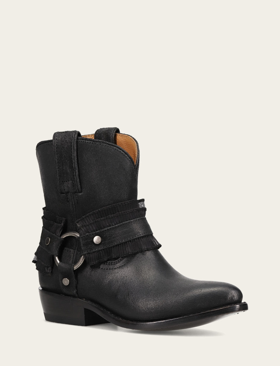 Black Boots Frye Women's Black Billy Harness Ruffle Boots