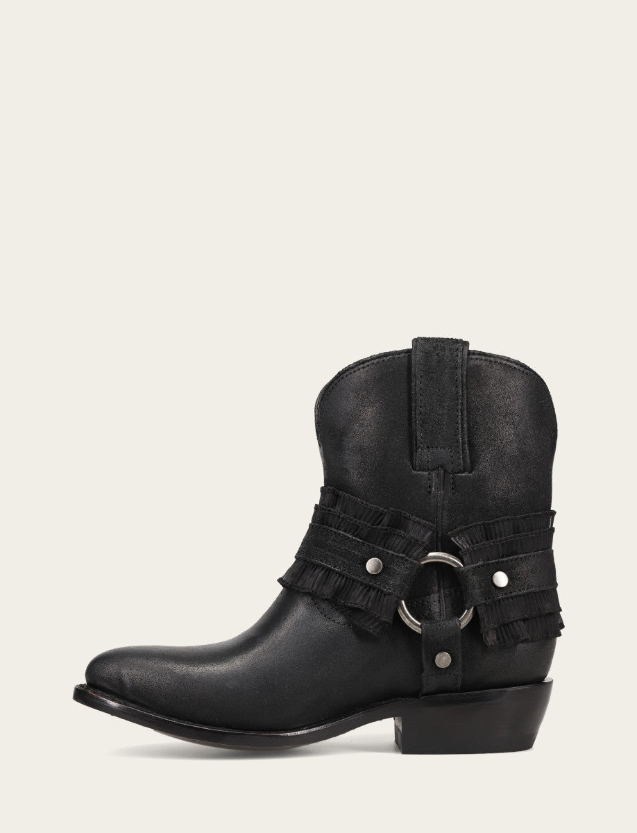 Black Boots Frye Women's Black Billy Harness Ruffle Boots