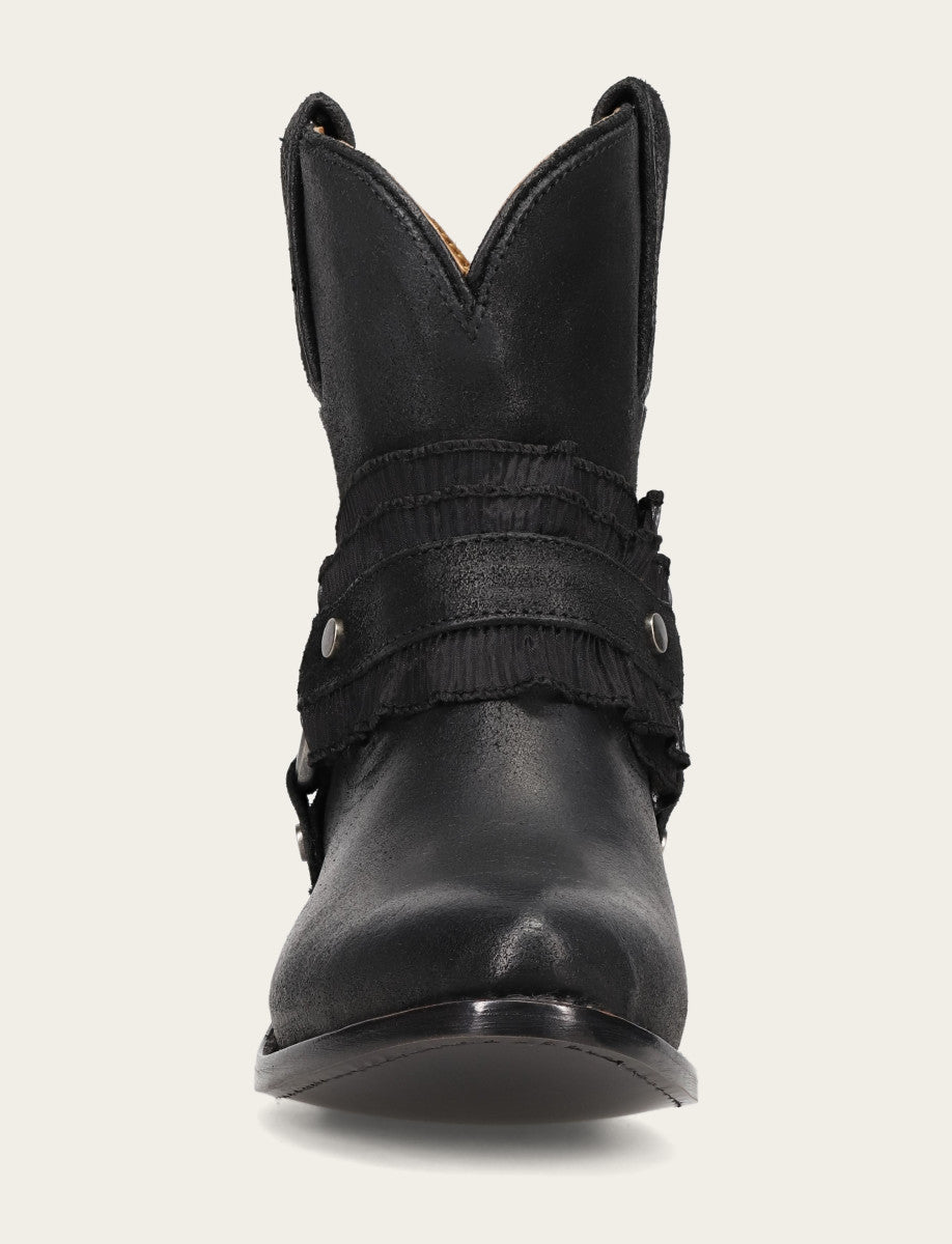 Black Boots Frye Women's Black Billy Harness Ruffle Boots