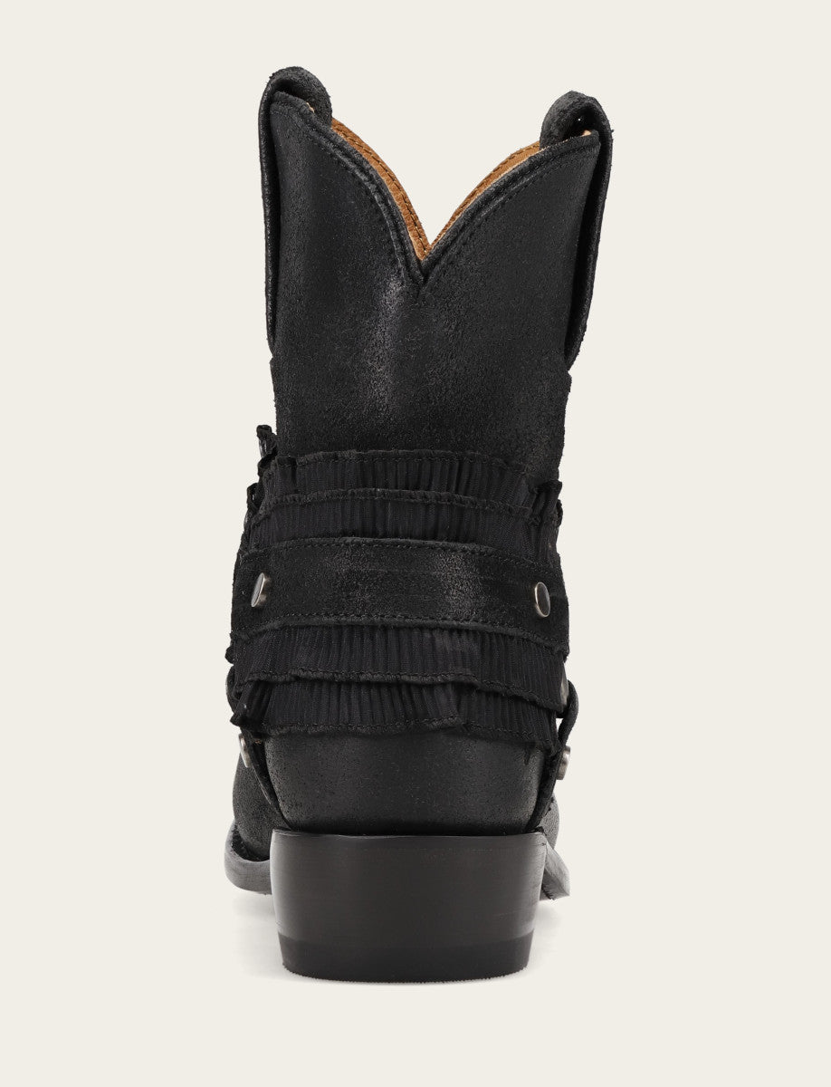 Black Boots Frye Women's Black Billy Harness Ruffle Boots