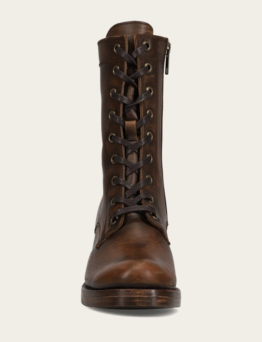 Distressed Dark Brown Booties Frye Women's Distressed Dk Brown Jean Lace Up Boot