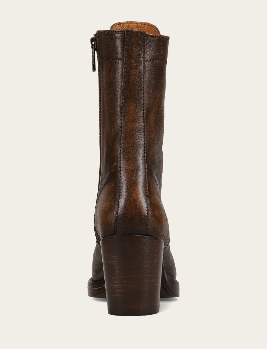 Distressed Dark Brown Booties Frye Women's Distressed Dk Brown Jean Lace Up Boot