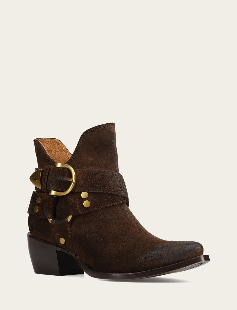 Chocolate Booties Frye Women's Chocolate Sacha Multi Strap Booties