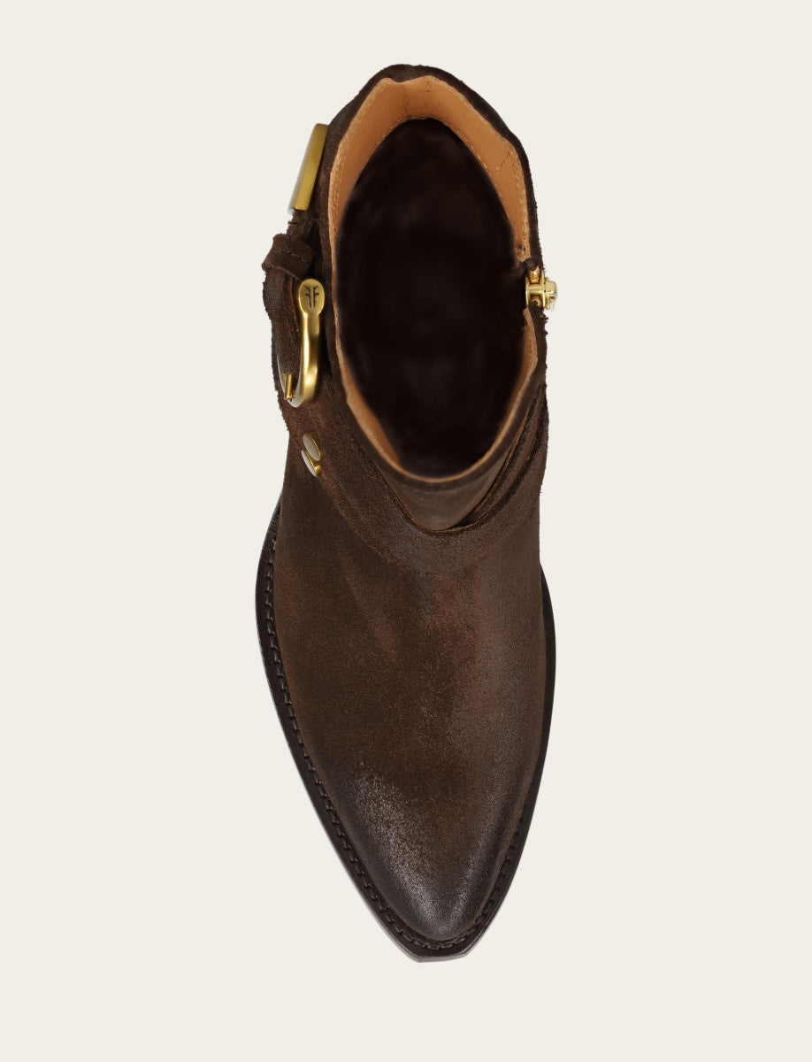 Chocolate Booties Frye Women's Chocolate Sacha Multi Strap Booties
