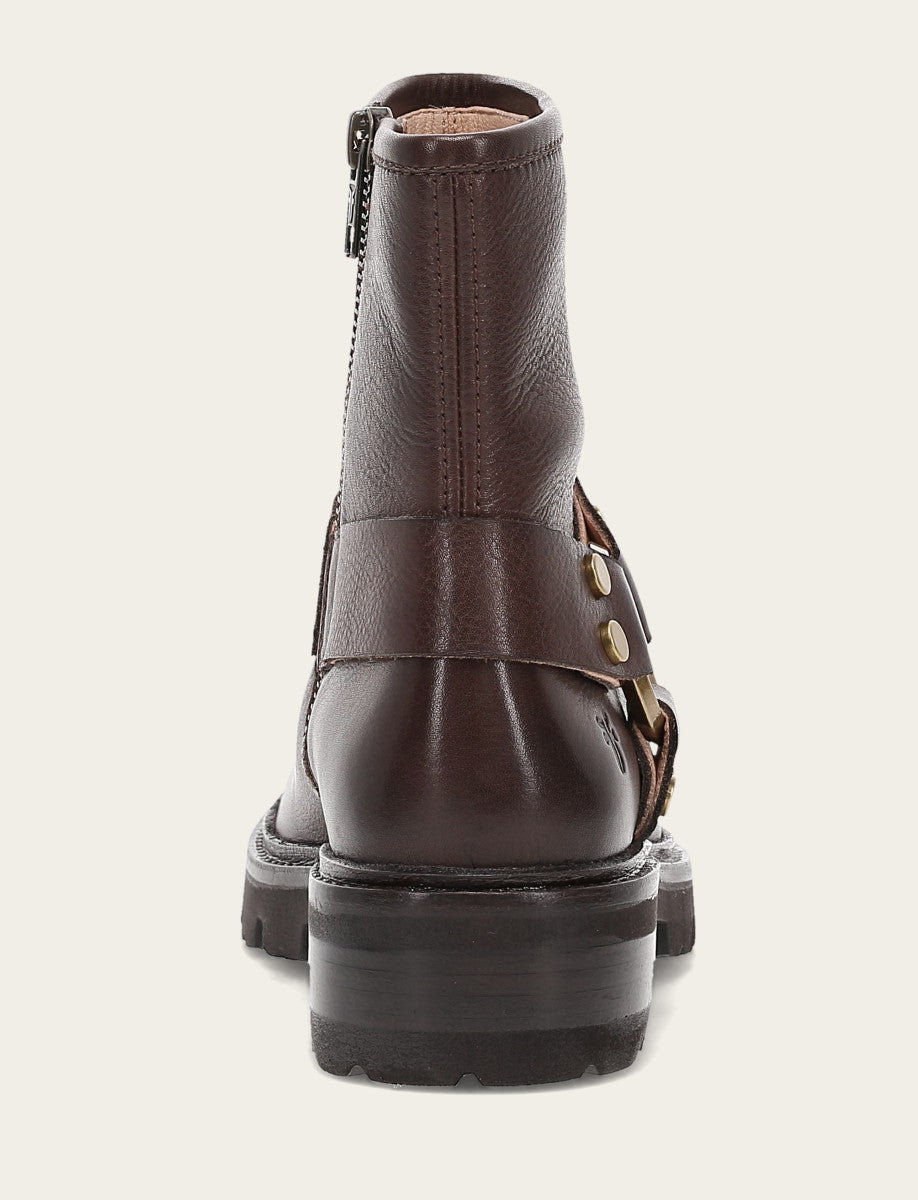 Chocolate Booties Frye Women's Chocolate Olivia Harness Short Booties
