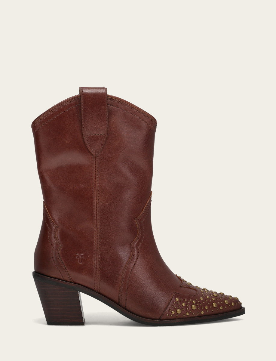 Saddle Booties Frye Women's Saddle Sara Wingtip Stud Western Boots