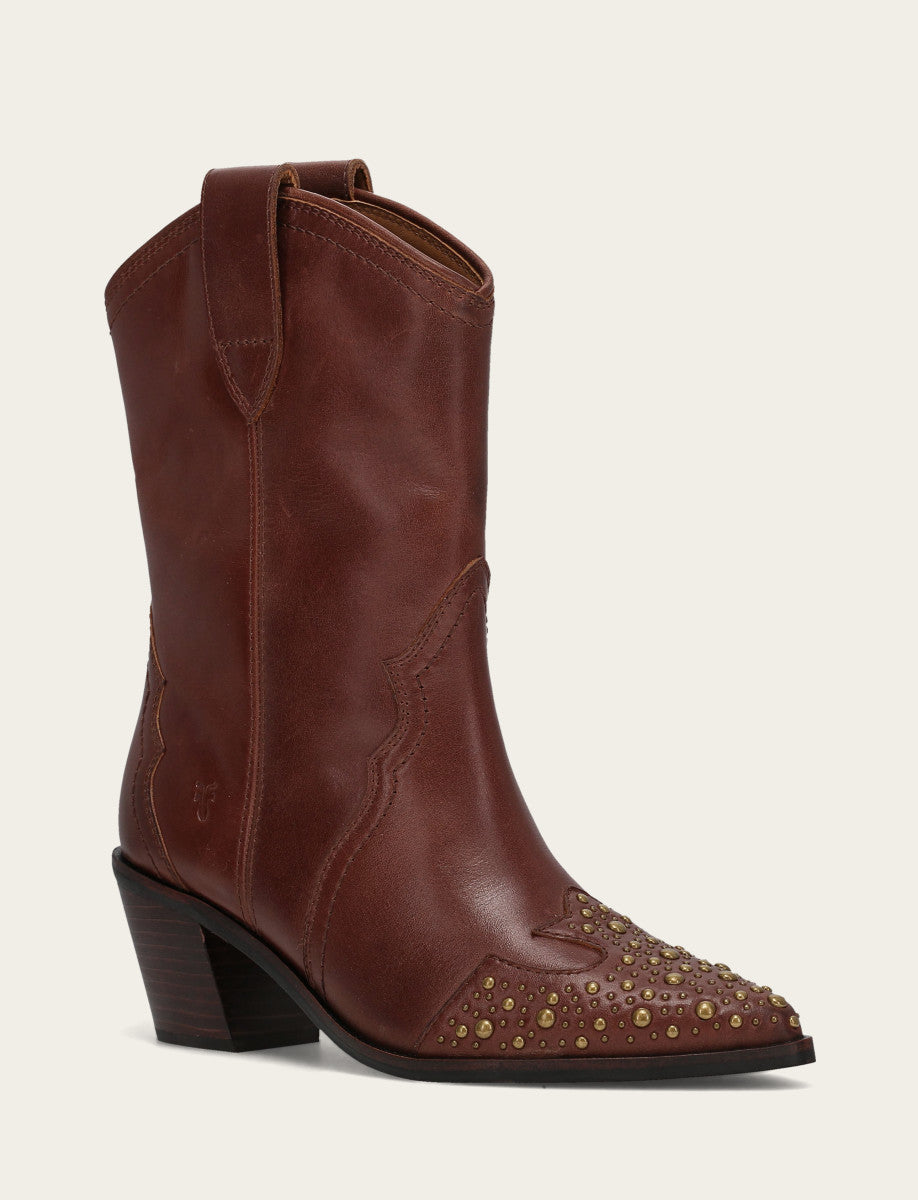 Saddle Booties Frye Women's Saddle Sara Wingtip Stud Western Boots