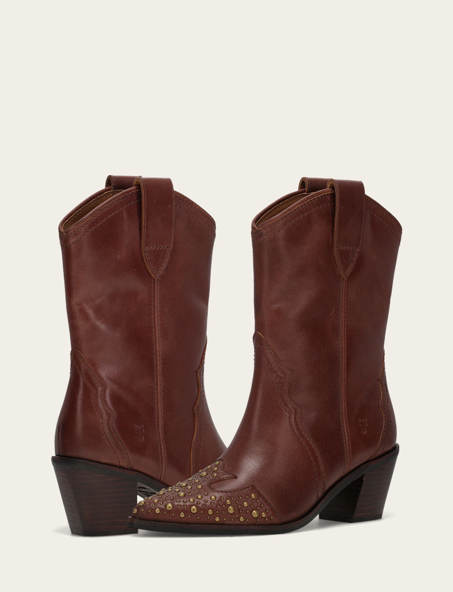 Saddle Booties Frye Women's Saddle Sara Wingtip Stud Western Boots