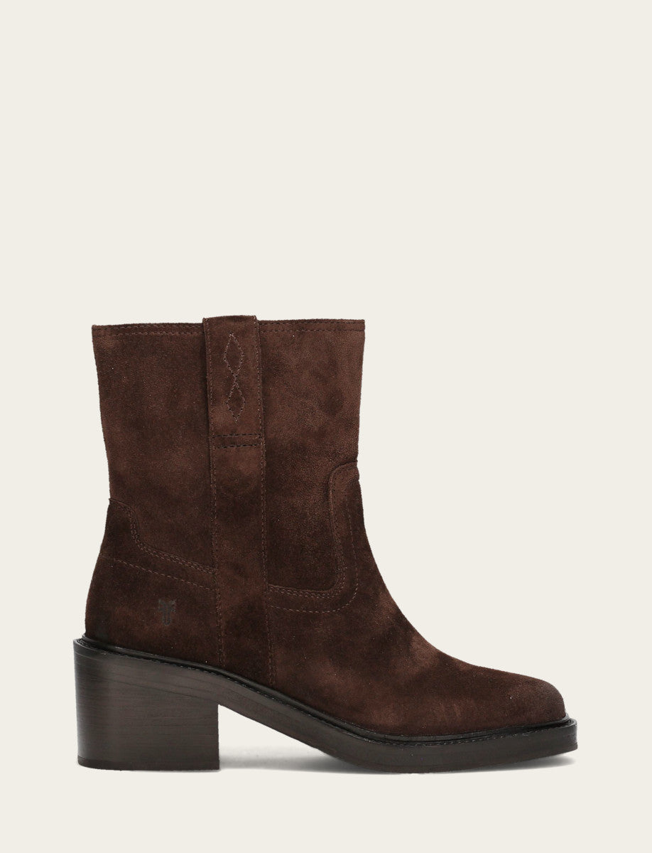 Chocolate Booties Frye Women's Chocolate Kate Short Inside Zip Boot