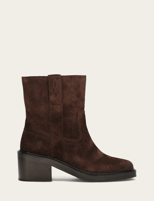 Chocolate Booties Frye Women's Chocolate Kate Short Inside Zip Boot