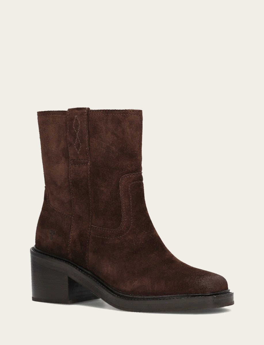 Chocolate Booties Frye Women's Chocolate Kate Short Inside Zip Boot
