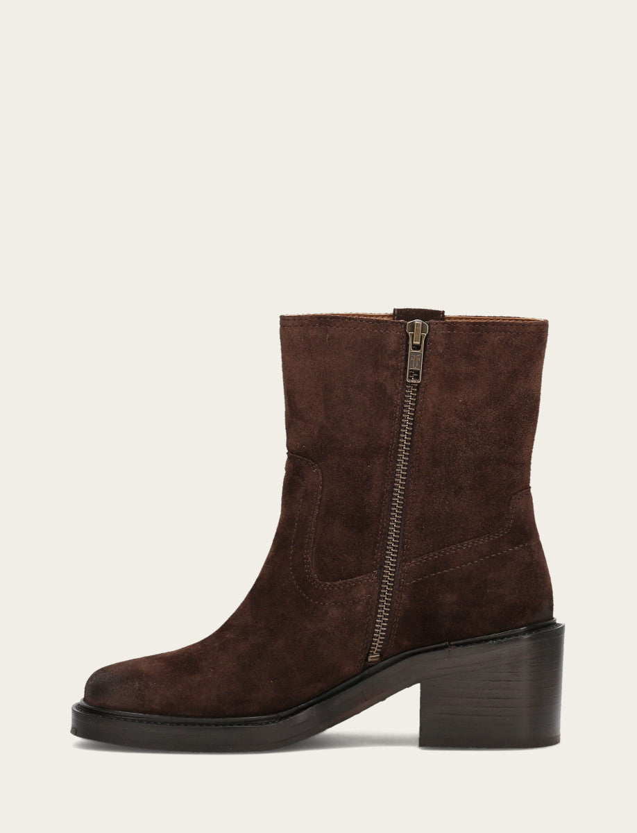 Chocolate Booties Frye Women's Chocolate Kate Short Inside Zip Boot