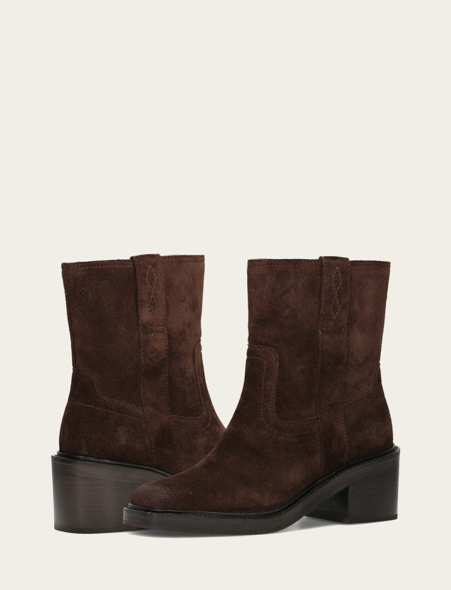 Chocolate Booties Frye Women's Chocolate Kate Short Inside Zip Boot