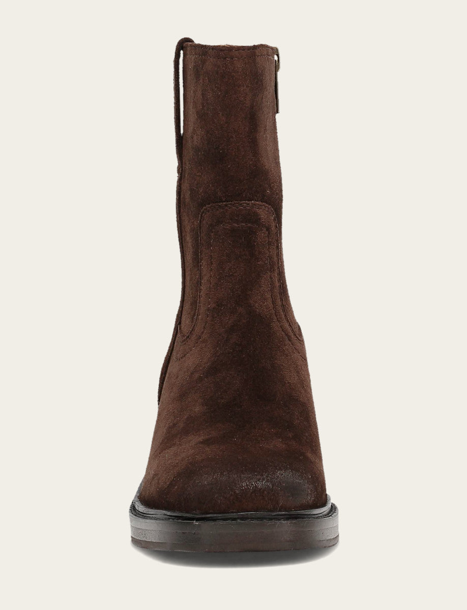 Chocolate Booties Frye Women's Chocolate Kate Short Inside Zip Boot