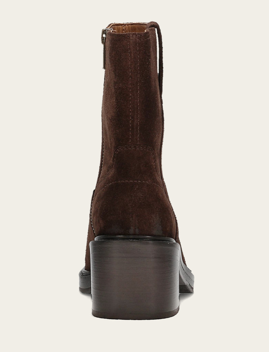 Chocolate Booties Frye Women's Chocolate Kate Short Inside Zip Boot