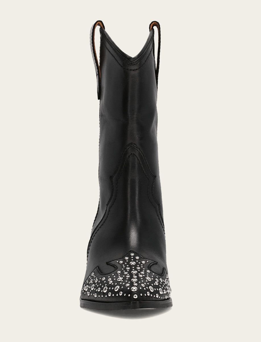 Black Booties Frye Women's Black Sara Wingtip Stud Boot