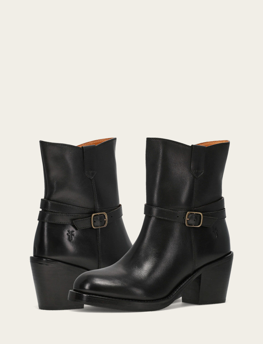 Black Booties Frye Women's Black Rylee Belted Inside Zip Boot