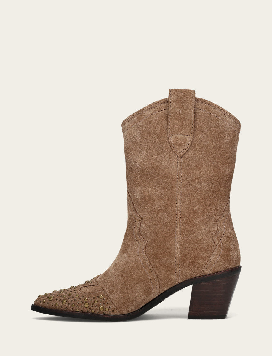 Almond Booties Frye Women's Almond Sara Wingtip Stud Boot