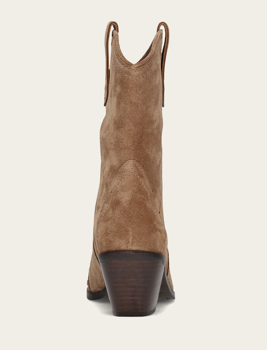 Almond Booties Frye Women's Almond Sara Wingtip Stud Boot