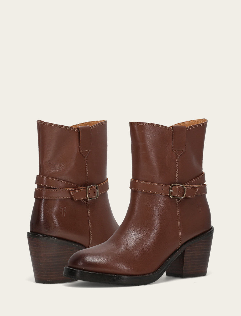 Walnut Booties Frye Women's Walnut Rylee Belted Inside Zip Boot