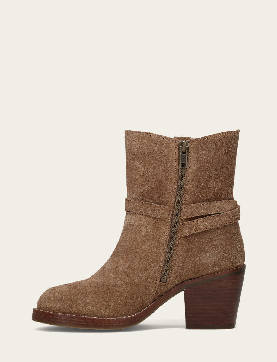 Mushroom Booties Frye Women's Mushroom Rylee Belted Inside Zip Boot