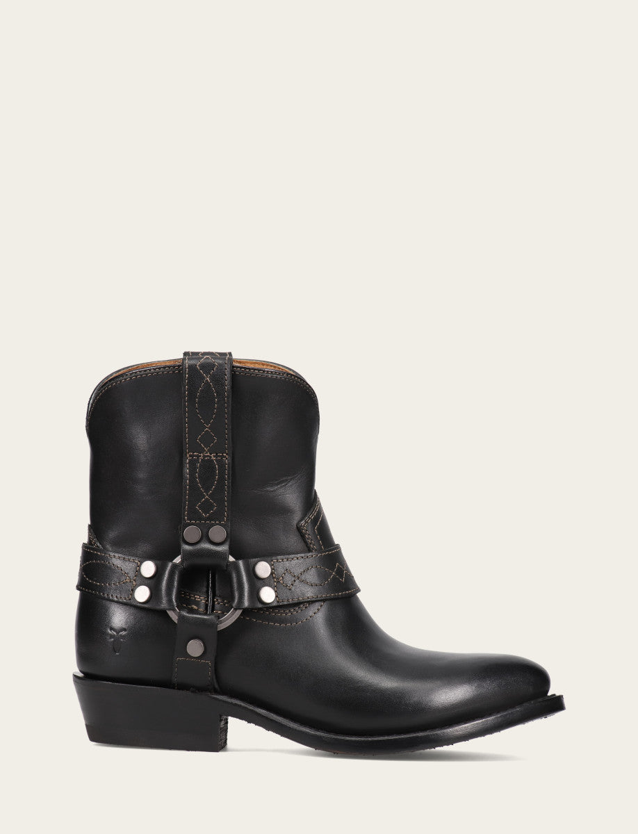 Black Booties Frye Women's Black Billy Short Harness Booties