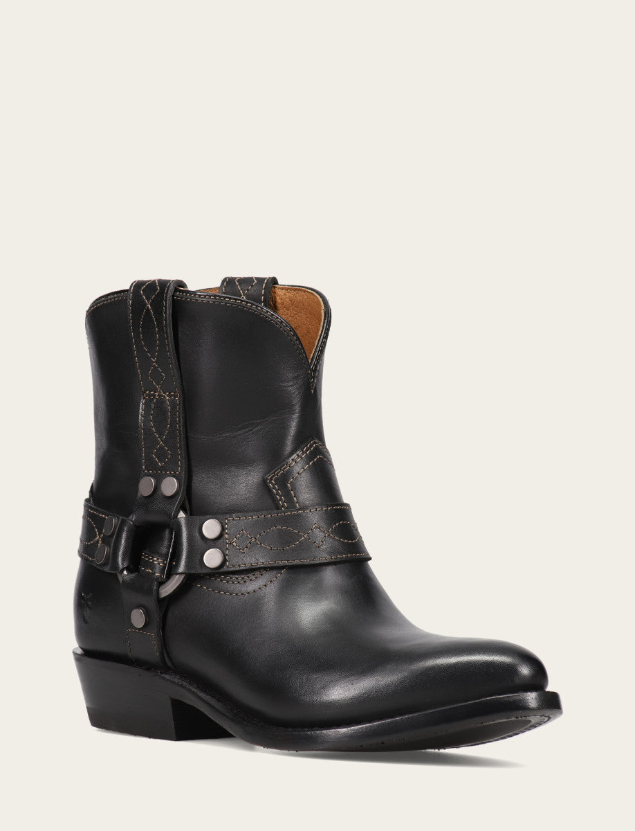Black Booties Frye Women's Black Billy Short Harness Booties