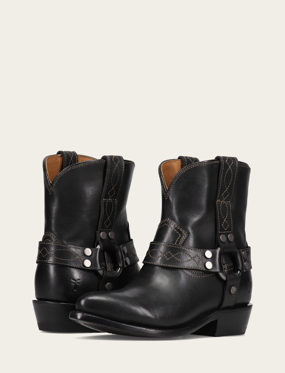 Black Booties Frye Women's Black Billy Short Harness Booties