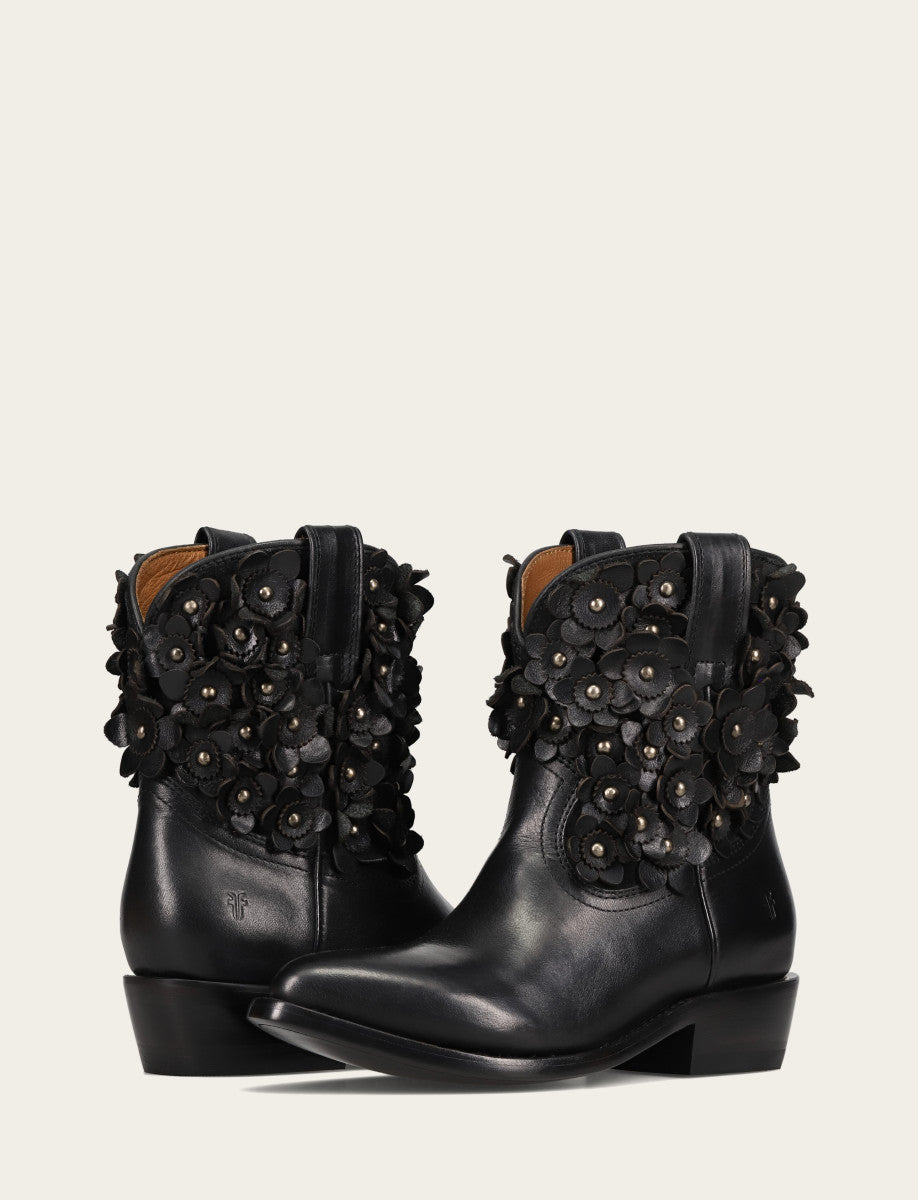 Black Booties Frye Women's Black Billy Flower Boot