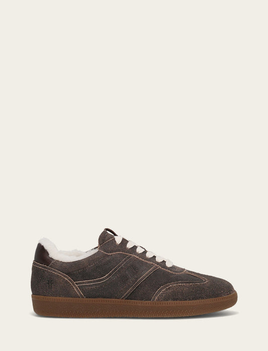 Dark Truffle Sneakers Frye Women's Dark Truffle Milly Low Lace Shearling Sneaker