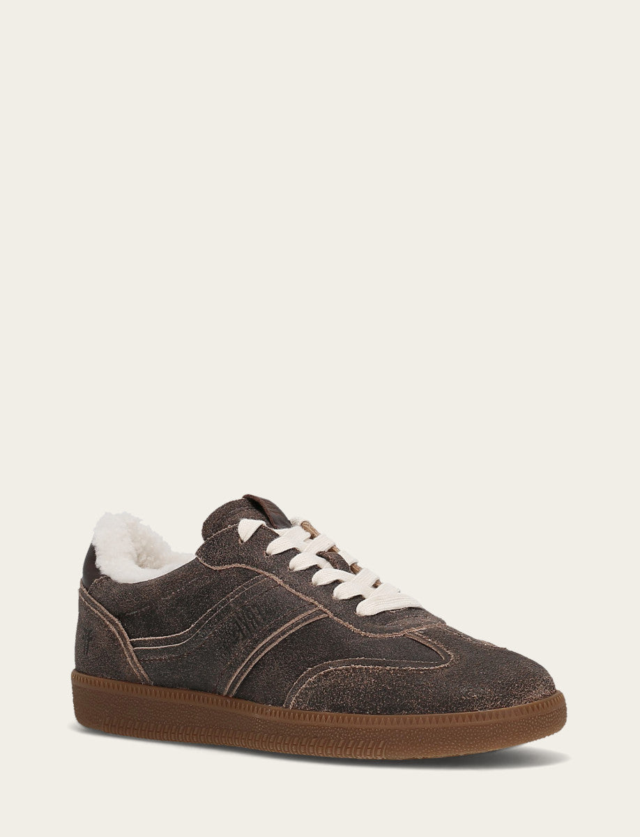 Dark Truffle Sneakers Frye Women's Dark Truffle Milly Low Lace Shearling Sneaker