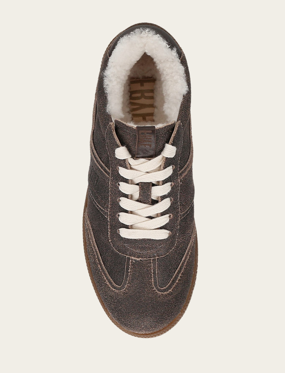 Dark Truffle Sneakers Frye Women's Dark Truffle Milly Low Lace Shearling Sneaker
