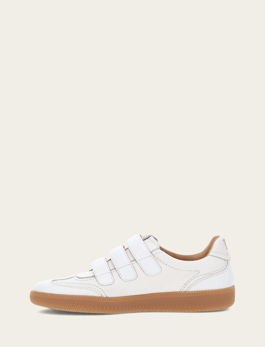 White Sneakers Frye Women's White Milly 3 Strap Sneakers